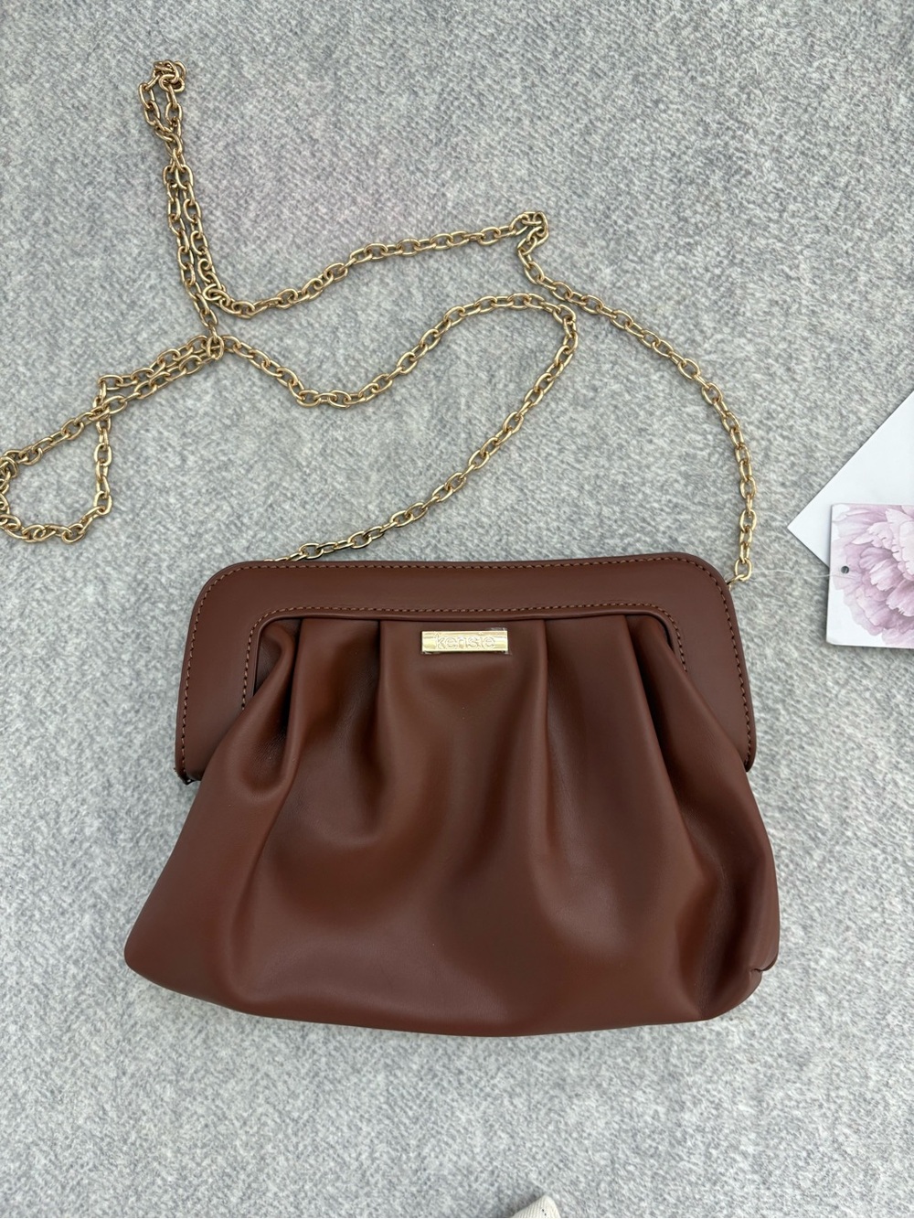 Kensie Chocolate Brown Crossbody with Gold Chain